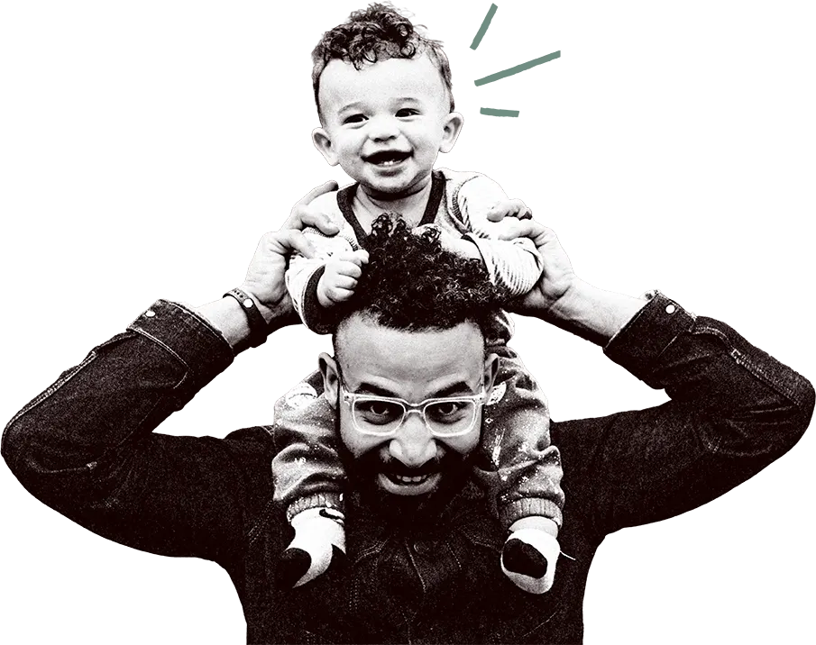 Father with son on his shoulders